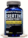 BODYTECH Creatine Monohydrat Kapseln ein Micronized eine unterstützt Muskelkraft, Masse und Ausdauer (100 Kapseln)