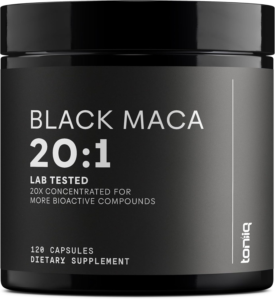 Racine de maca noire - Extrant ultra-haute puissance 20:1 - Origine unique, Wildcrafted et très concentré - Laboratoire tiers testé - 120 capsules