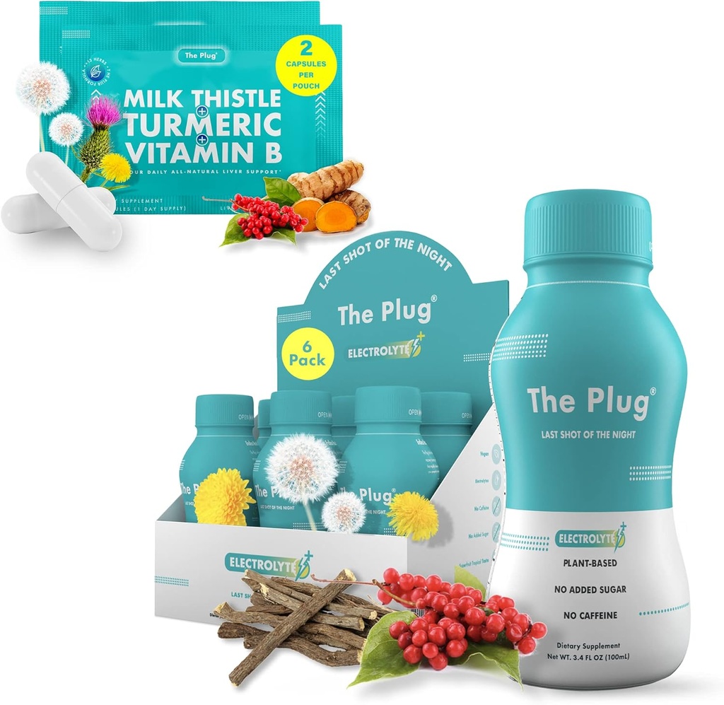 The Plug Liver Cleanse Detox & Repair Bundle - Supplement Pills & Recovery Drink (6 Pack)
