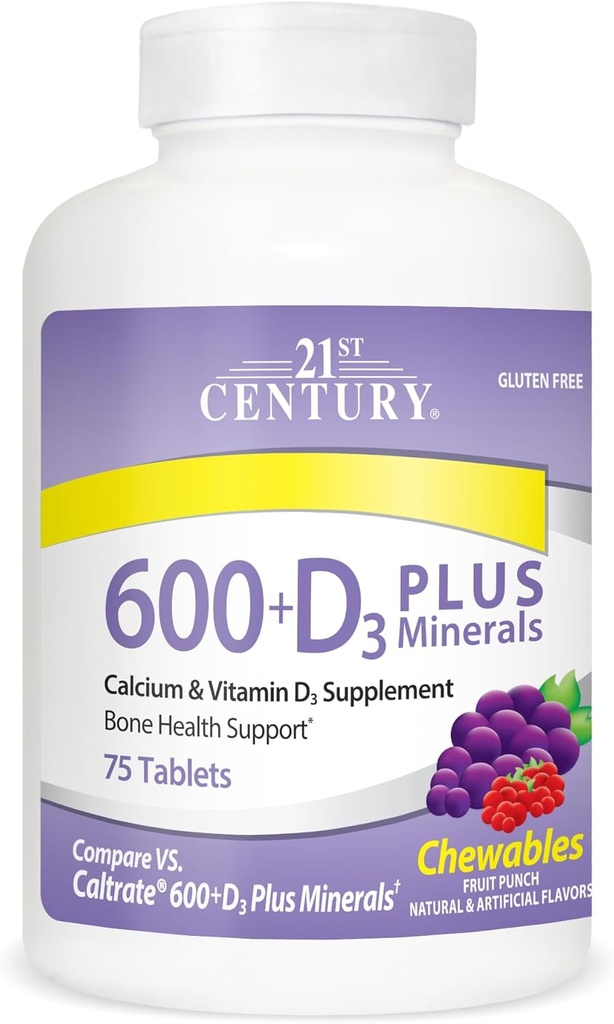 Calcium 600 mg +D Plus Minerals Kautabletten, 75 Graf