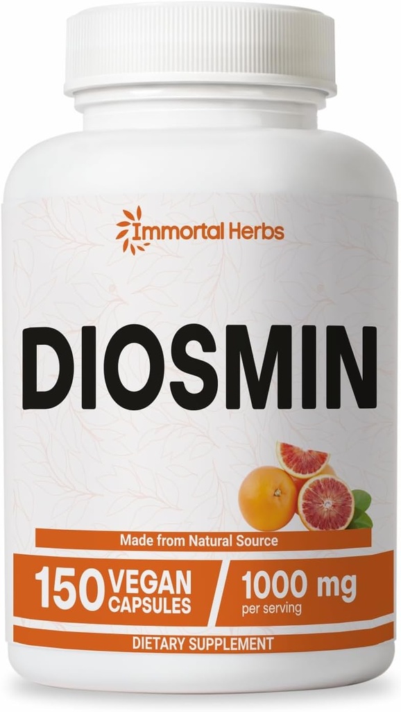 Pure Diosmin Formule complexe de 1000mg, 150 Capsules, Citrus Bioflavonoïdes Extrait riche de fruits, 100% végétarien, Supplément sans Diosmin sans OGM et sans gluten