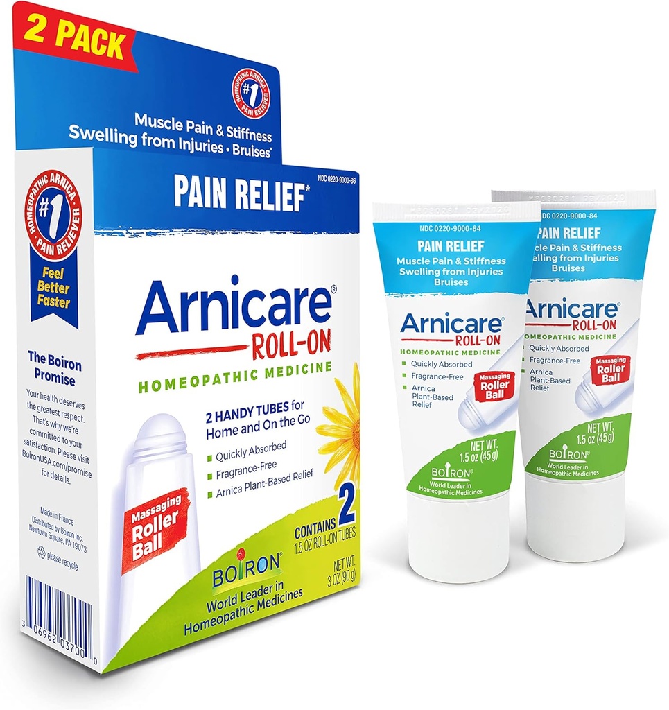 Boiron Arnicare Rouleau pour soulager la douleur articulaire, la douleur musculaire, la douleur musculaire et l'enflure des ecchymoses ou des blessures - Non gras et sans parfum - 2 Nombre (paquet de 1)