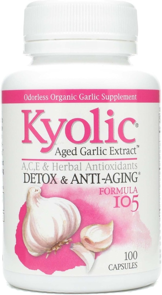 Kyolische Formel 105 Knoblauch Extrakt w/VIT A und E Selen 100 Kapseln