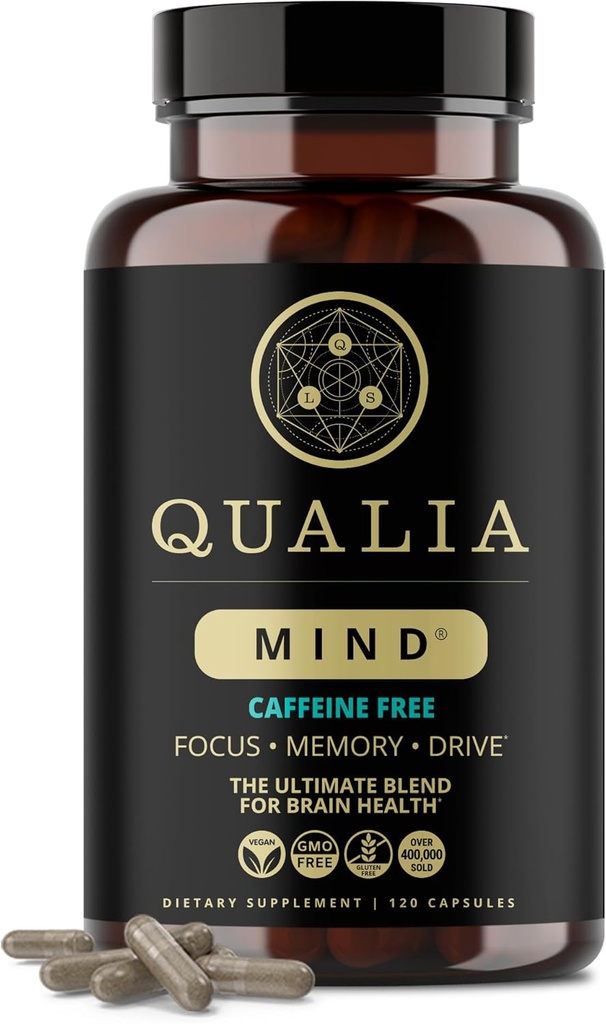 QUALIA MIND (Koffeinfrei) | Die ultimative Mischung für Gehirngesundheit* | Doctor-Formuliert Nootropic to Fuel Focus & Concentration* | Unterstützt langfristige Gehirngesundheits Maintain Drive & Productivity