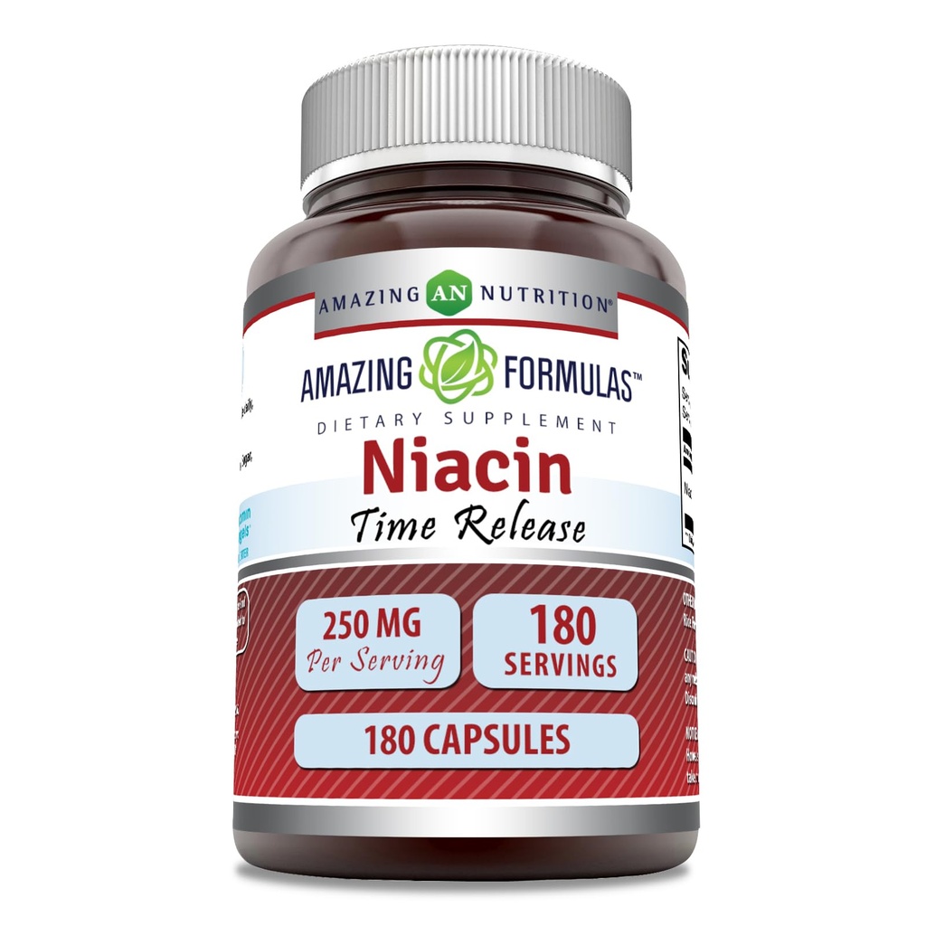 Erstaunliche Formeln Niacin(Vitamin B3) 250 mg 180 Kapseln Ergänzung | Non-GMO | Gluten Free | Made in USA