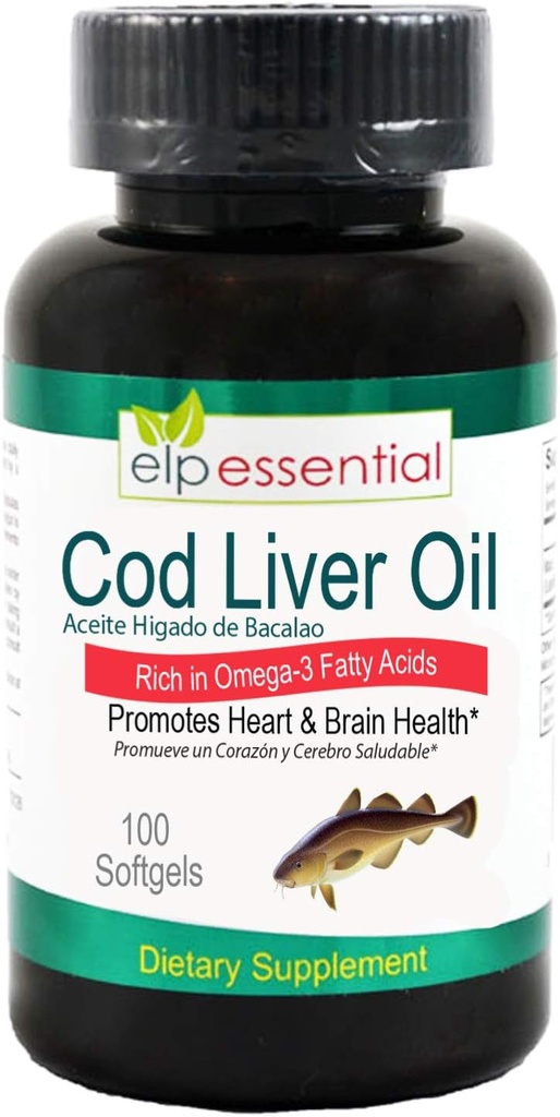 Huile de foie de morue 100 Softgels Aceite De Higado De Bacalao Capsules 100's