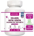 Collagen Biotin Keratin Hyaluronsäure Complex Supplement mit Vitamin E, Folsäure, Kürbis Seed und MSM, 60 Kapseln, 1000 mg