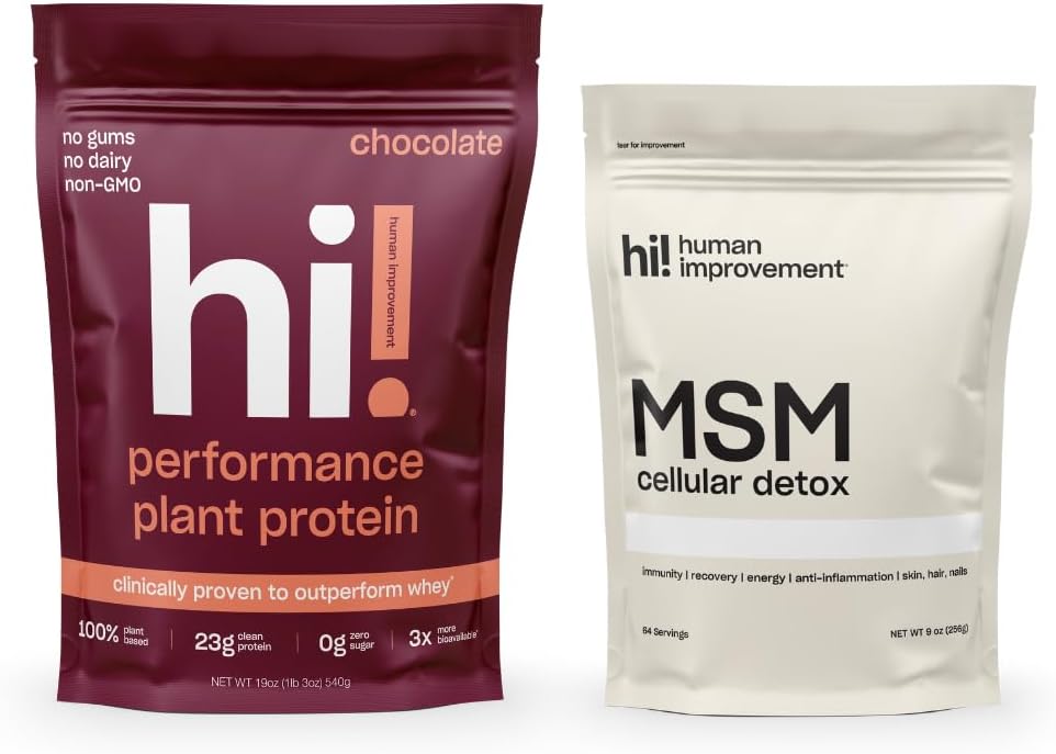 Human Improvement Chocolate Performance Protein und MSM Cellular Detox Bundle