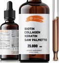 Liquid Biotin and Collagen – Haar, Haut und Nägel Beilage mit 10.000 mcg Collagen, 5.000 mcg Biotin, 5.000 mcg Keratin & Saw Palmetto – Made in USA, 4 fl oz