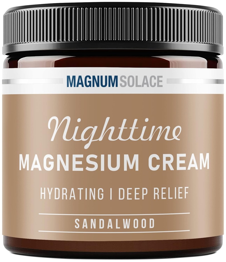 Magnesium Lotion – Nighttime Magnesium Cream – Bewerben Sie sich auf Leg Muskeln, Arme oder Chest - Topical Magnesium Chloride – USA Made and Safe for Kids (Sandalwood) 4 Fl Oz (Pack of 1)