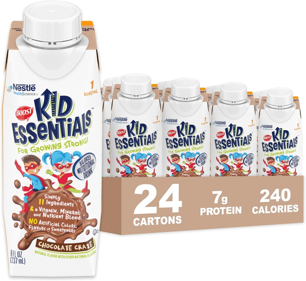BOOST KID ESSENTIELS 1.0, Chocolate Craze 24 x 8 fl oz carton