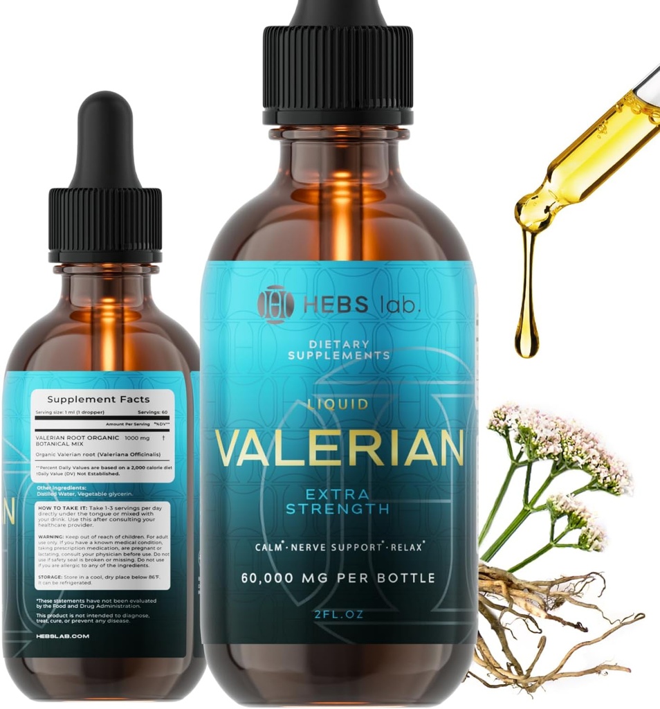 Extrait de racine valériane – Teinture slееp – Fabriquée aux États-Unis Herb Sleеp Supplément - gouttes de racine valériane 2 Fl Oz