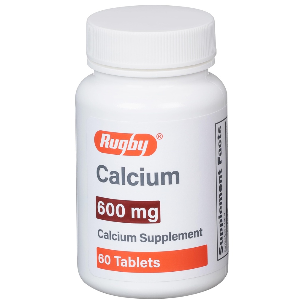 Rugby 600 mg Calcium Tabletten - Kalziumergänzung - 60 Count (1 Pack)