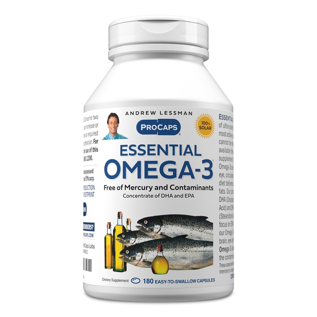 ANDREW LESSMAN Essential Omega-3 Unflavored - 180 Softgels - Ultra-Pure, High Potency Omega-3 Öle. Hohe DHA, keine Stomach Upset, keine Verunreinigungen, keine Merkur. Kleine leicht zu schlucken Softgels