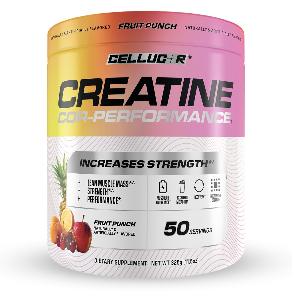 Cellucor Creatine Powder, Fruit Punch Flavor - Erhöht Stärke, Lean Muscle Maß & Endurance, Micronized Creatine für schnelle Absorption, 5g Kreatin pro Servierung, 50 Portionen