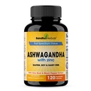 SANDHUHERBALS Sandhu Kräuter Ashwagandha Supplement| 120 Organic 4 in 1 Kapseln, 2 Monate Supply| mit Zink, Schwarz Pfeffer & Heilige Basilikum Extrakt| Unterstützt Immungesundheit| Non-GMO