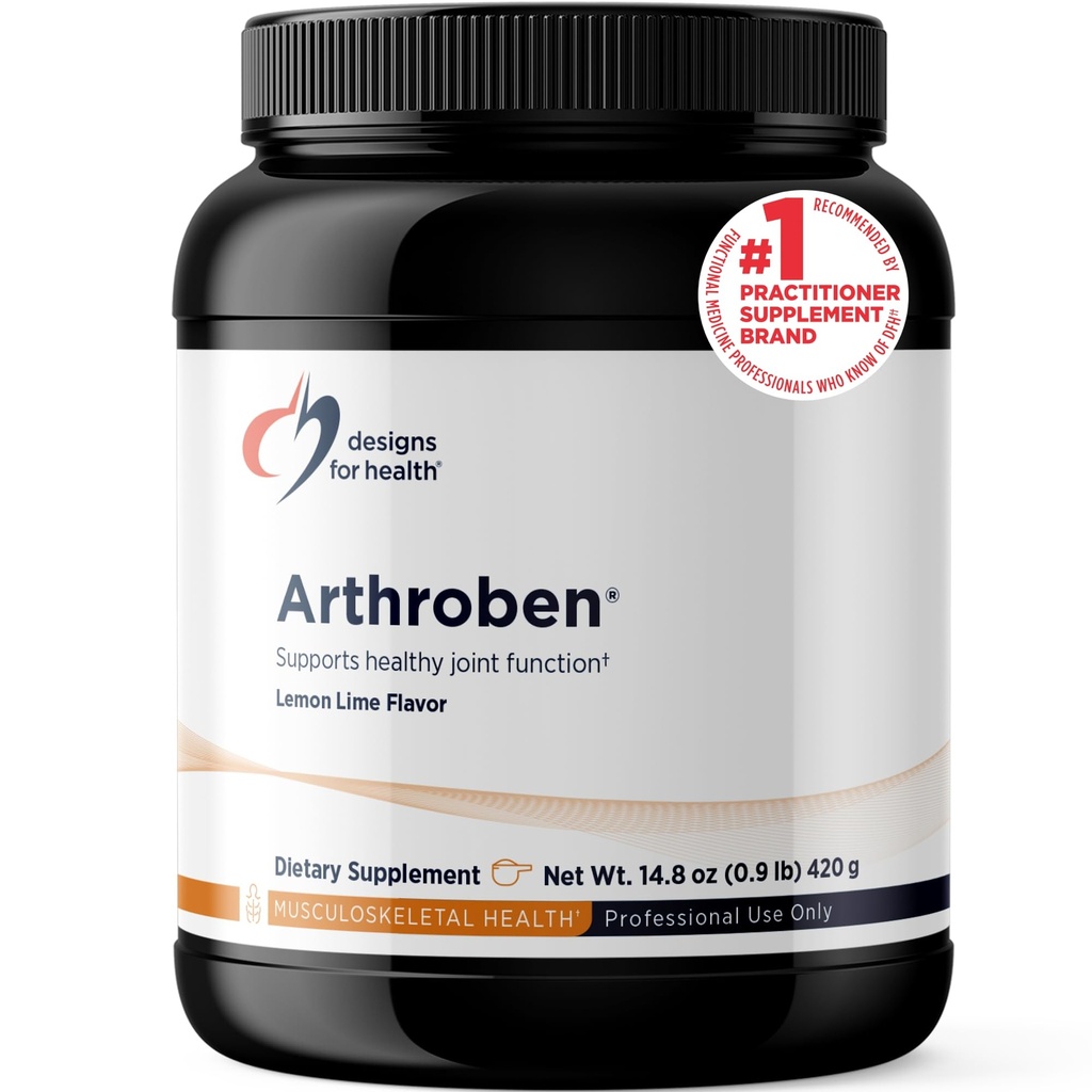 Designs für die Gesundheit Arthroben Zitronenkalk Geschmack - Kollagenpeptide Pulver + Botanicals zur Unterstützung gesunder Gelenke - Peptide Drink Mix, Nicht-GVO (30 Portionen / 420g)