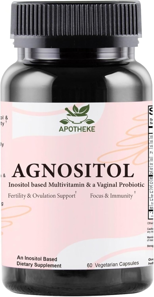 AGNOSITOL Pränatales Vitamin, Vaginal Probiotic mit SMART Bacteria, Fertilität, Ovulation & PCOS Unterstützung, Hormon Balance & Vaginal Health Supplement. Inositol 40:1, Folsäure, Vitamine D3 B6/1