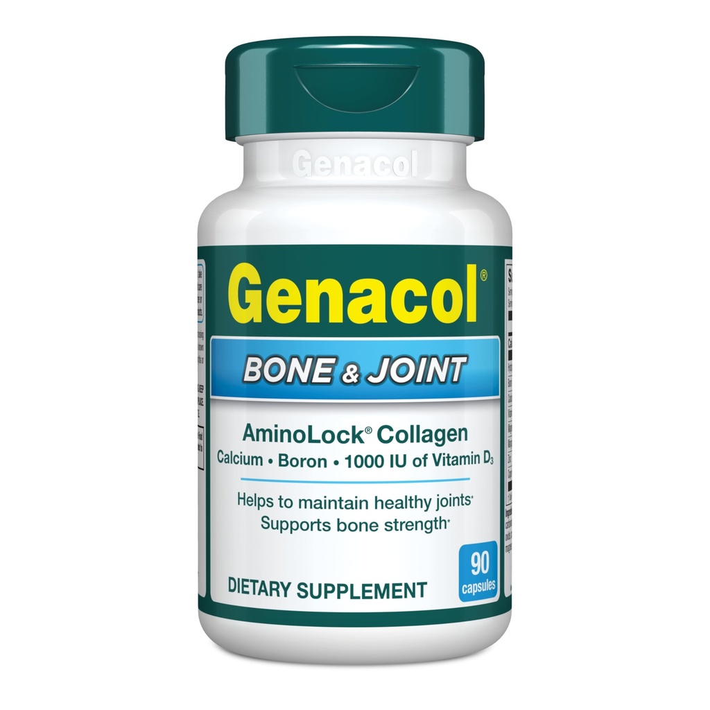 Genacol Bone & Joint – Kalzium, Vitamin D3, Boron & Ultra-Hydrolysed Collagen, Health Supplement, unterstützt Knochenstärke, 90 Kapseln (30-Day Supply)