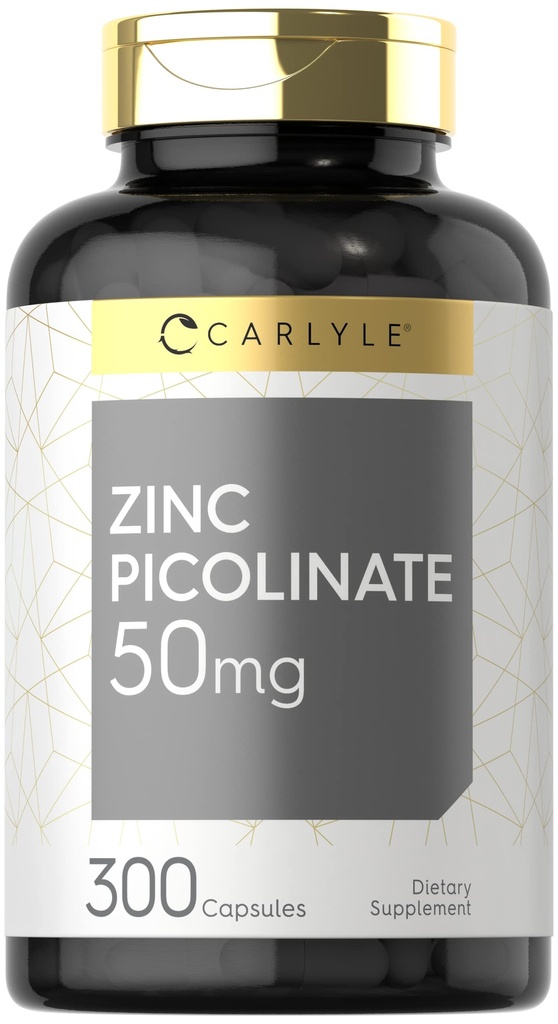 Carlyle Zink Picolinate 50mg | 300 Kapseln | Non-GMO und glutenfreie Ergänzung