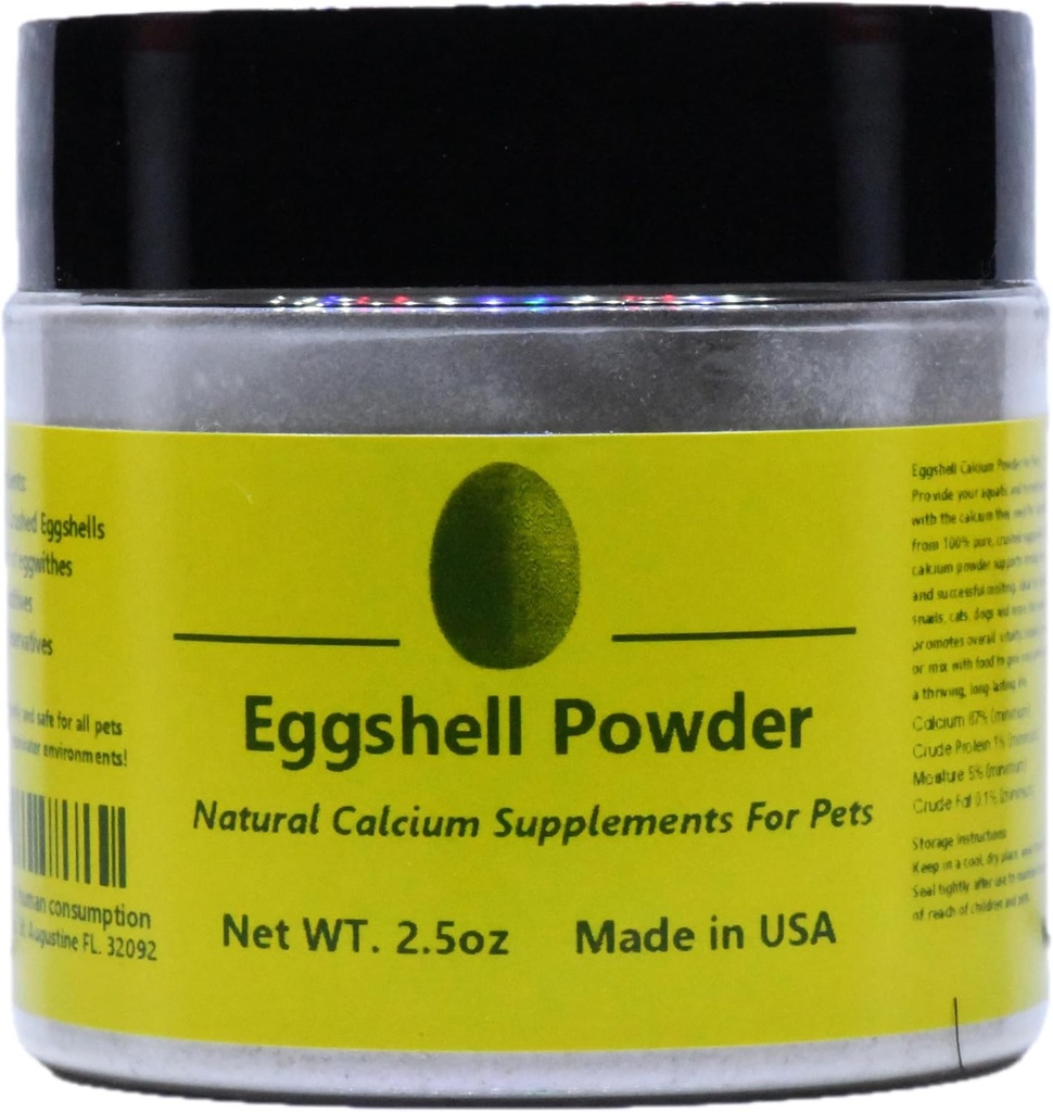 2.5oz Pure Eggshell Kalziumergänzung für Haustiere - Natürliche Quelle von Kalzium aus Real Eggshell Geeignet für Aquariums, Garnelen, Schnecken, Krebstiere, Invertebraten, Hunde, Katzen und andere Haustiere