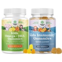 Bundle von Omega DHA Gummis für Kinder - Fettsäuren Omega 3 6 9 mit Vitamin C für Gehirn, Immunität & Vision und Kinder Immunität unterstützen Gummis - Delicious Vitamin C mit Zink & Echinacea Immune Booster