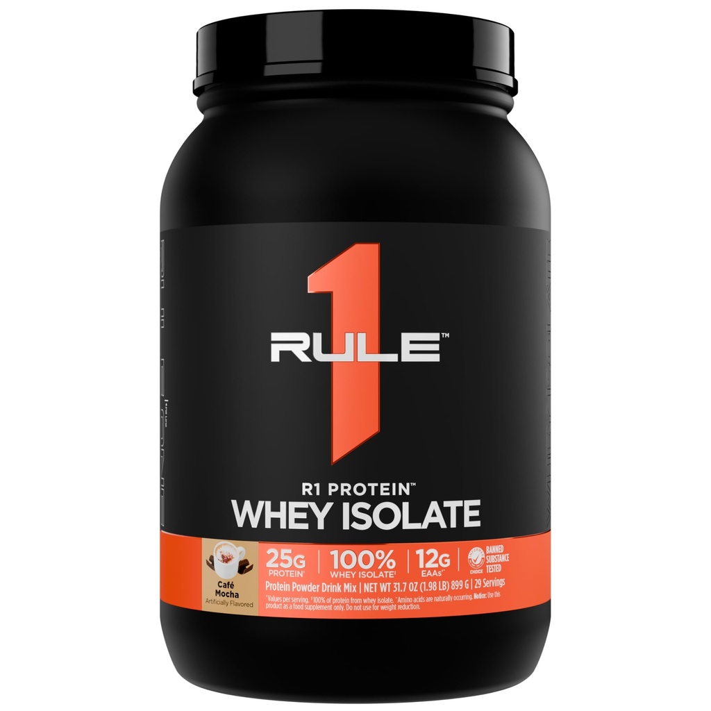 Règle 1 Protéines R1 Isolation de la lactosérum - avec 25g de protéines et 6g de BCAA exclusivement à partir de sources isolées et hydrolysées pour la récupération de l'entraînement (2 livres*, Café Mocha)
