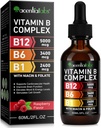 Vitamin B12 Flüssige Tropfen - Organische Vitamin B12 Sublingual Tropfen - Organische Vitamin B-Komplex B5 Pantothensäure - Vegan B12 Sublingual 5000 mcg mit Vitamin B6, Flüssigkeit B12 Methylcobalamin unterstützt