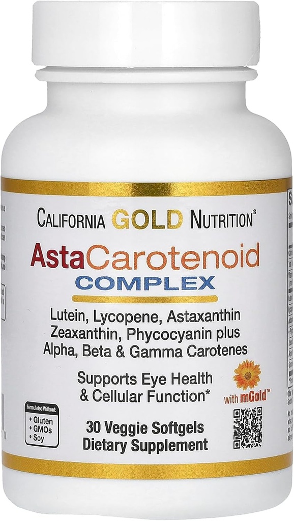 California Gold Nutrition Astaxanthin Carotenoid Complex, Lutein, Lycopin, Astaxanthin, 30 Veggie Softgels
