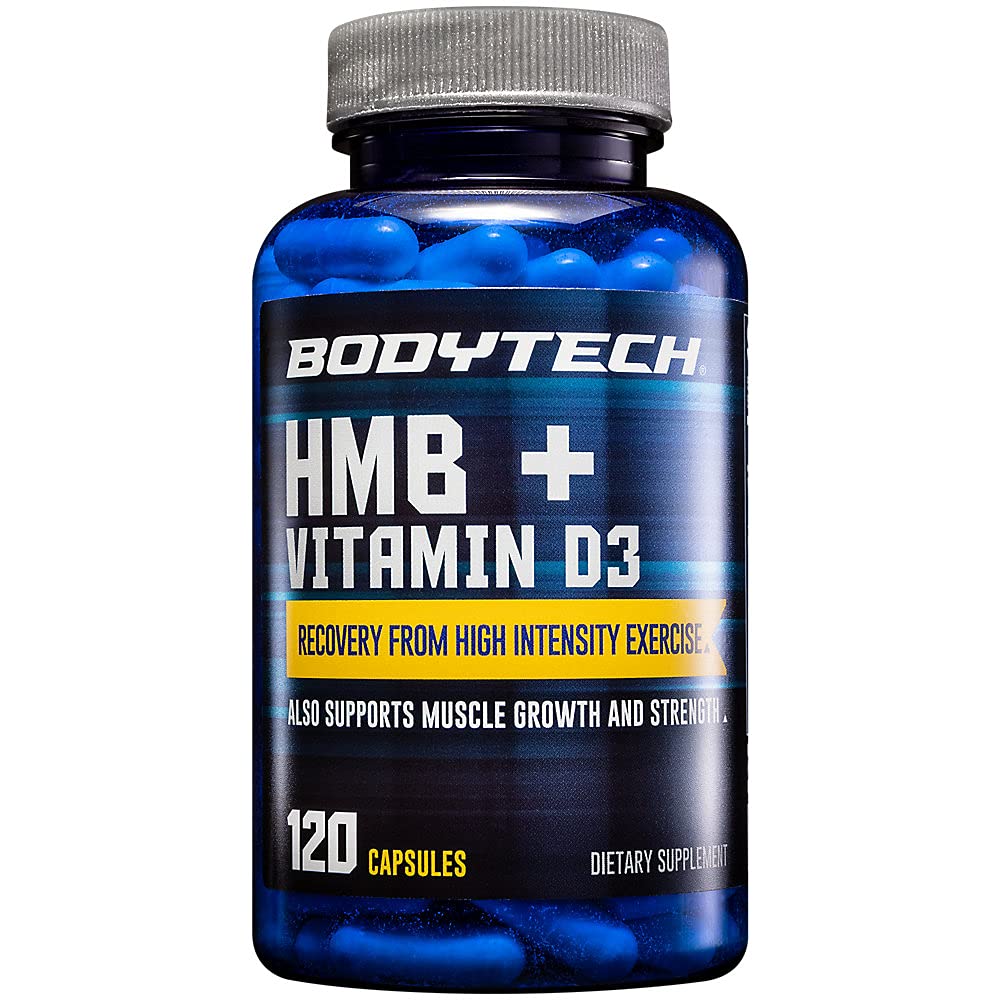 BODYTECH HMB + Vitamin D3 - unterstützt Muskelwachstum und Stärke (120 pflanzliche Kapseln)