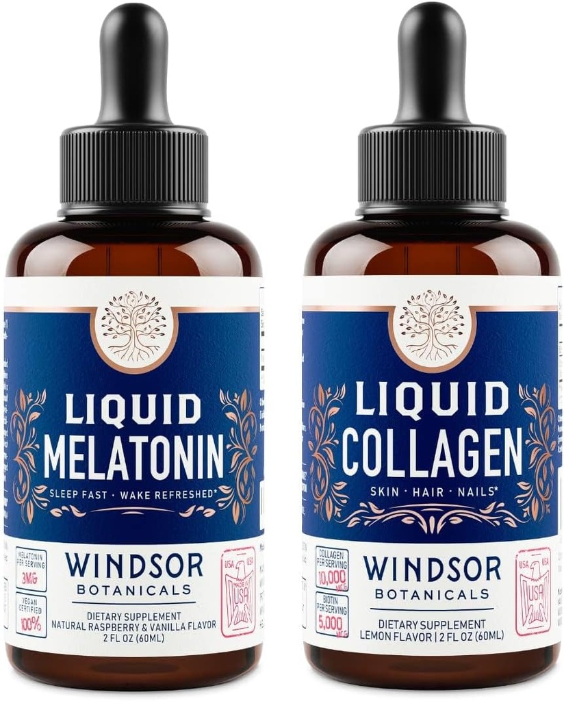 WINDSOR BOTANICALs Melatonin und Collagen Liquid Rest und Erholung Haut Bundle