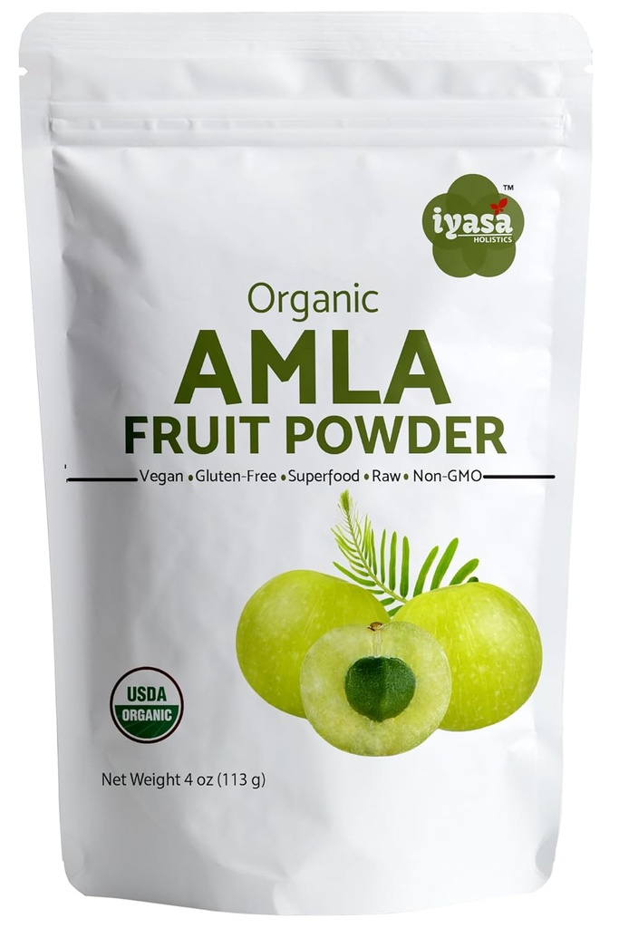 Bio Amla Fruit Powder, Amalaki Berry Powder, Trial Pack von 4 Unzen/112 g, USDA Organic, Raw Superfood für Haut und Haar, wiederverschließbare Tasche von 4 Unzen