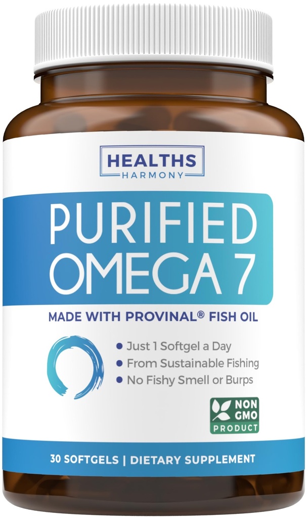 Omega 7 Supplement für Frauen und Männer - High Potency & Purity Palmitoleic Acid Fatty Acid Fish Oil Supplement aus patentiertem Provinal mit niedrigster Palmitinsäure - Sustainable Sourced (1 Month Supply)