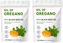 2 Packung Öl von Oregano Softgels, 2 in 1 Öl von Oregano mit schwarzem Seedöl 200mg, Glutenfrei