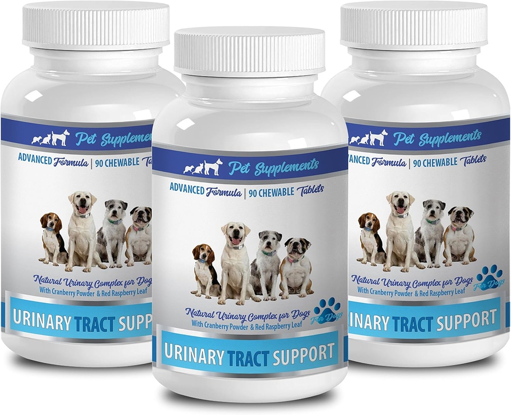 Incontinence chez le chien femelle - SOUTIEN AUX TRACTS URINAIRES DOG - SOLUTION DE CRANBERRY NATUREL - SANTE DE BLADDER - VETEMENT RECOMMANDÉ - poudre pour le bien-être des canneberges pour chiens - 3 bouteilles (270 traités)