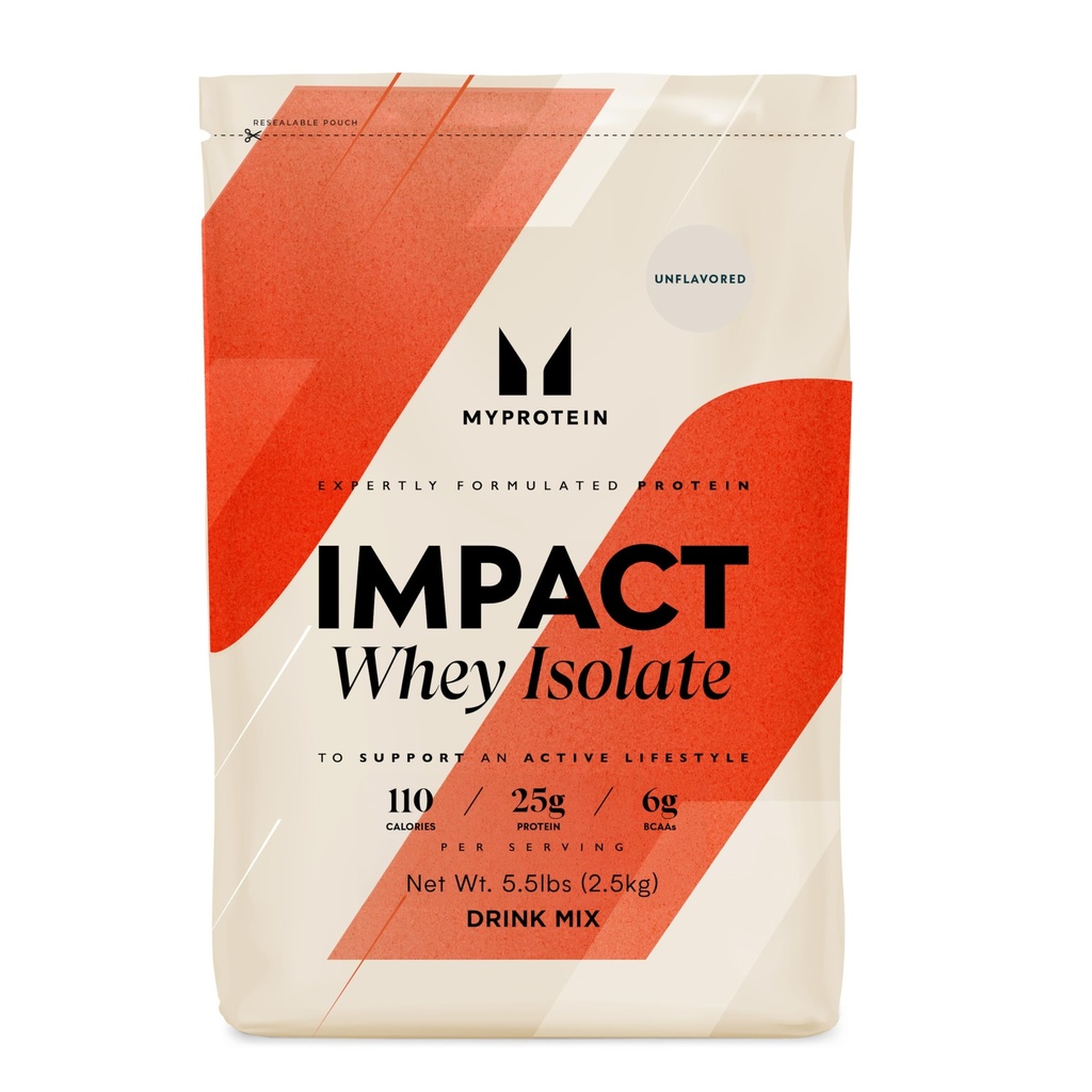 Myprotein Impact Whey Protein Isolate, 5.5 Lbs (81 Servierungen) Unflavored, 25g Protein, 3.5g Glutamin & 6g BCAA Pro Serving