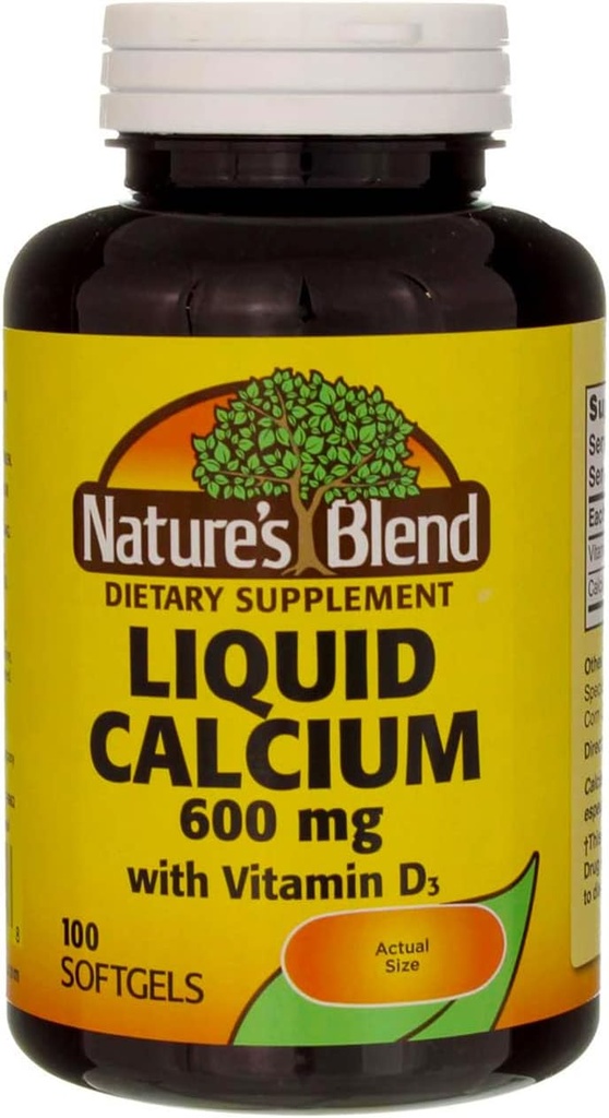 Flüssiges Calcium 600mg mit D-3 (100 Softgels) 3 BOTTLES insgesamt 300 Softgels