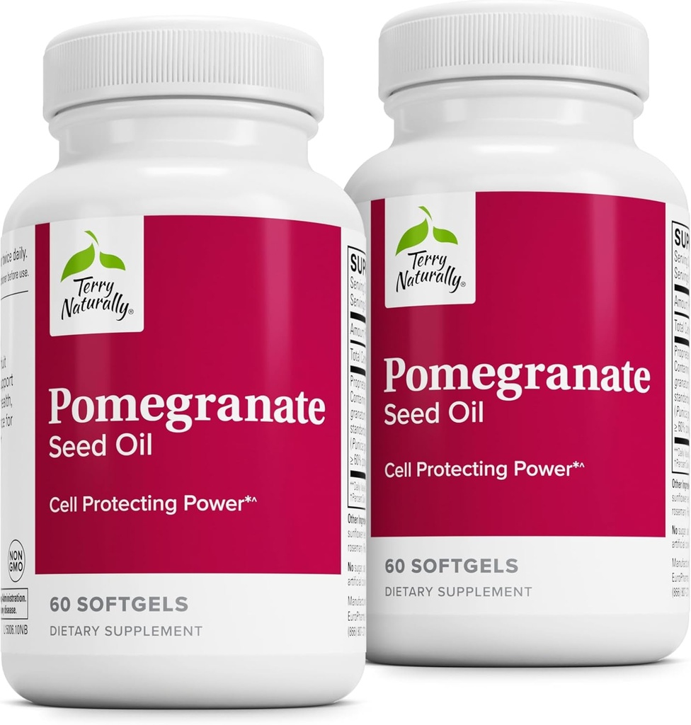 Terry Natürlich Pomegranate Samenöl - Nahrungsergänzungsmittel zur Unterstützung von Herz-Kreislauf-Gesundheit - Kräuter Non-GMO-Ergänzung mit Omega-5 & Granatapfelextrakt - 60 Softgels, 2 Pack