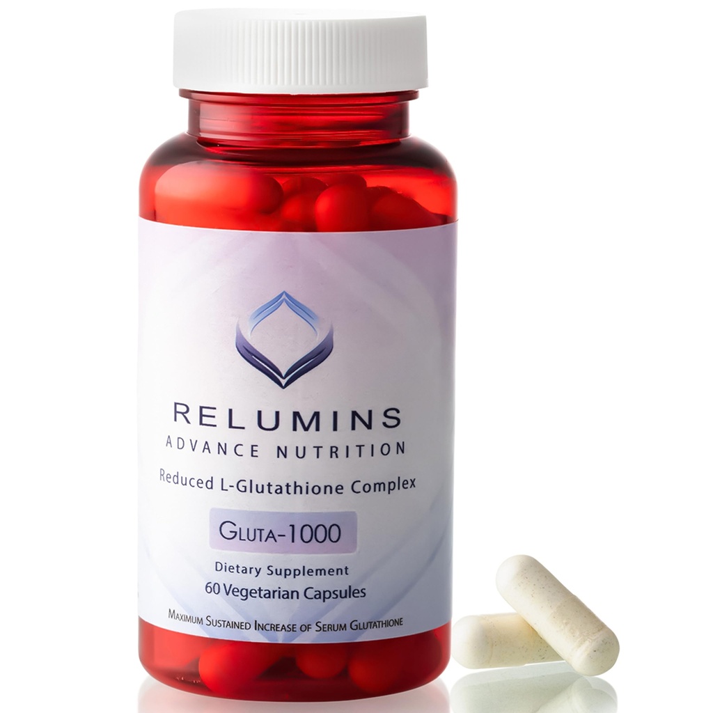 Relumines L Glutathione Supplement Complex - Reduzierte Glutathione 1000mg mit Alpha Lipoic Acid & Rose HIPS Kapseln für Nourished & Smoother Skin, Made in USA - 60 Caps