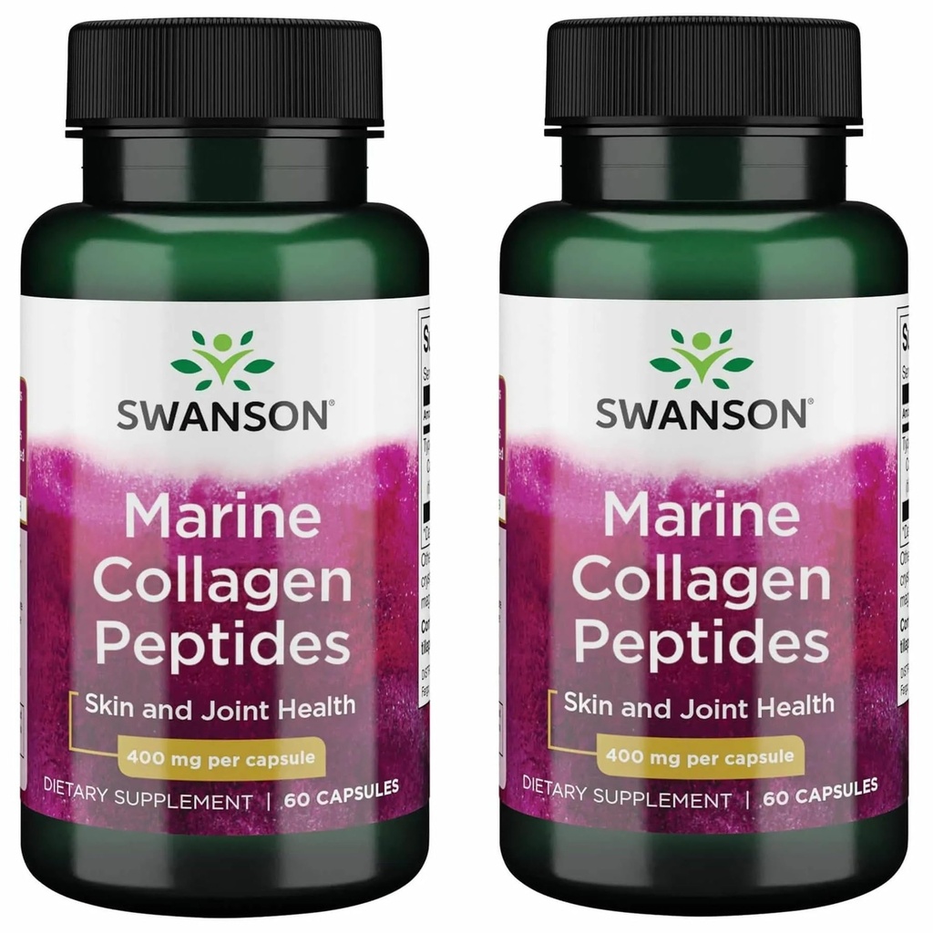 Swanson Hydrolyzed Fish Collagen Typ I 400 Milligramme 60 Kapseln (2 Packung)