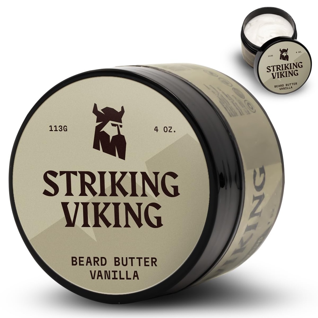 Striking Viking Beard Butter - Non-Greasy Moisturizer mit natürlichen Inhaltsstoffen (Vanilla, 4oz) - Halten Sie Ihren Bart Hydrated und Refreshing