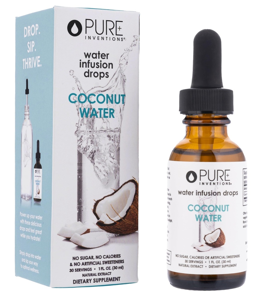 Reine Erfindungen Kokoswasser - Wasser Enhancer Tropfen - Elektrolytische Hydration - Kein Zucker, Kalorien oder künstliche Süßungsmittel - 30 Servierungen, 1 Unze
