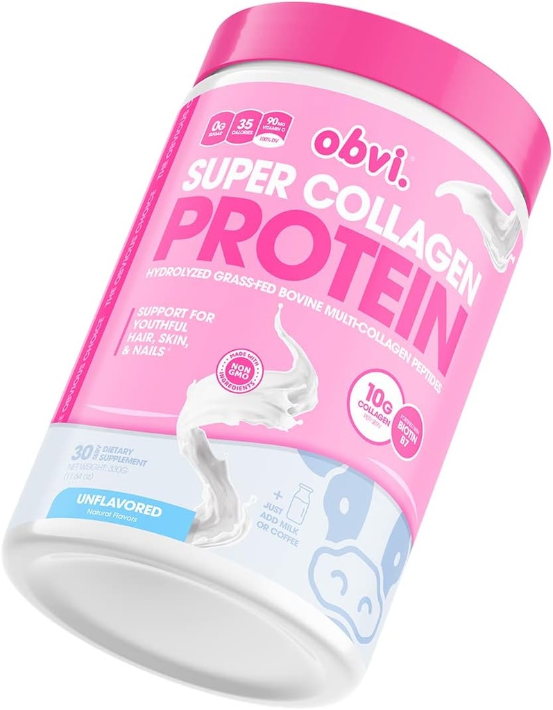 Obvi Collagen Peptide, Protein Powder, Keto, Gluten und Dairy Free, Hydrolysed Grass-Fed Bovine Collagen Peptides, unterstützt Gut Health, Gesundes Haar, Haut, Nägel (Unflavored)