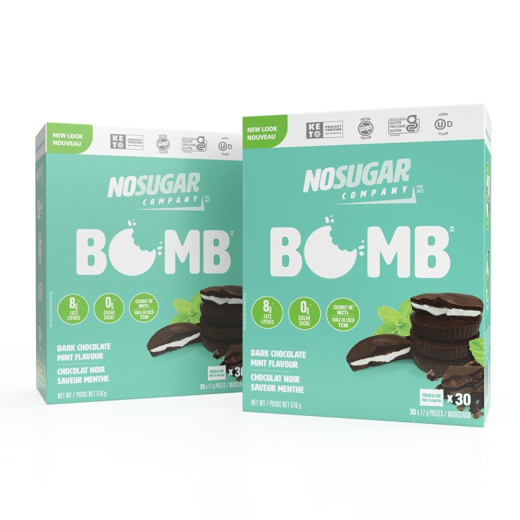 Keine Zucker Keto Tassen, Schokolade Minze, 60 Tassen - Diabetische sichere Behandlung, Low Net Carb (1g), Sugar Free (0g) Keto Fat Bomb Snacks mit 7g Healthy Fat - Gluten Free, All Natural, Non-GMO