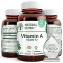 Vitamine Nutra naturelle A 10 000 UI de softgels – Vitamines oculaires et cutanées de haute puissance – Sans gluten - Supplément pour la vue et la santé de la peau – Huile de foie de poisson pour les hommes et les femmes, sans gluten 250 softgels (2 pack)