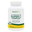 NaturesPlus Super C Complex, Sustained Release - 1000 mg, 90 vegetarische Tabletten - High Potency Immun Support Supplement, Antioxidans - Verbesserte Absorption - Glutenfrei - 90 Servierungen