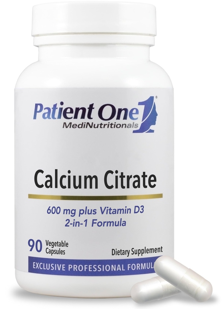 Patient One Calcium Citrate Plus Vitamin D3 | Ergänzung zur Unterstützung von Knochen und Herzgesundheit* | Enhanced Absorption | 90 Kapseln