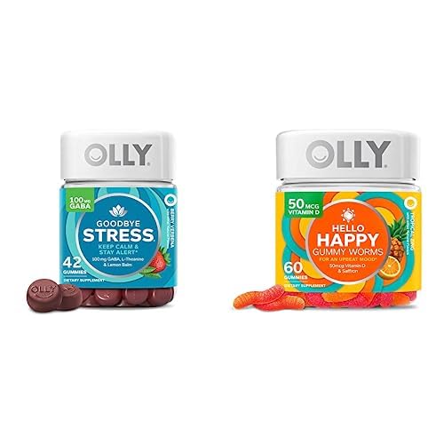OLLY Au revoir Stress et Bonjour Happy Gummy Starter Pack Bundle, Gardez calme, Mood Support, 42 et 60 Comte