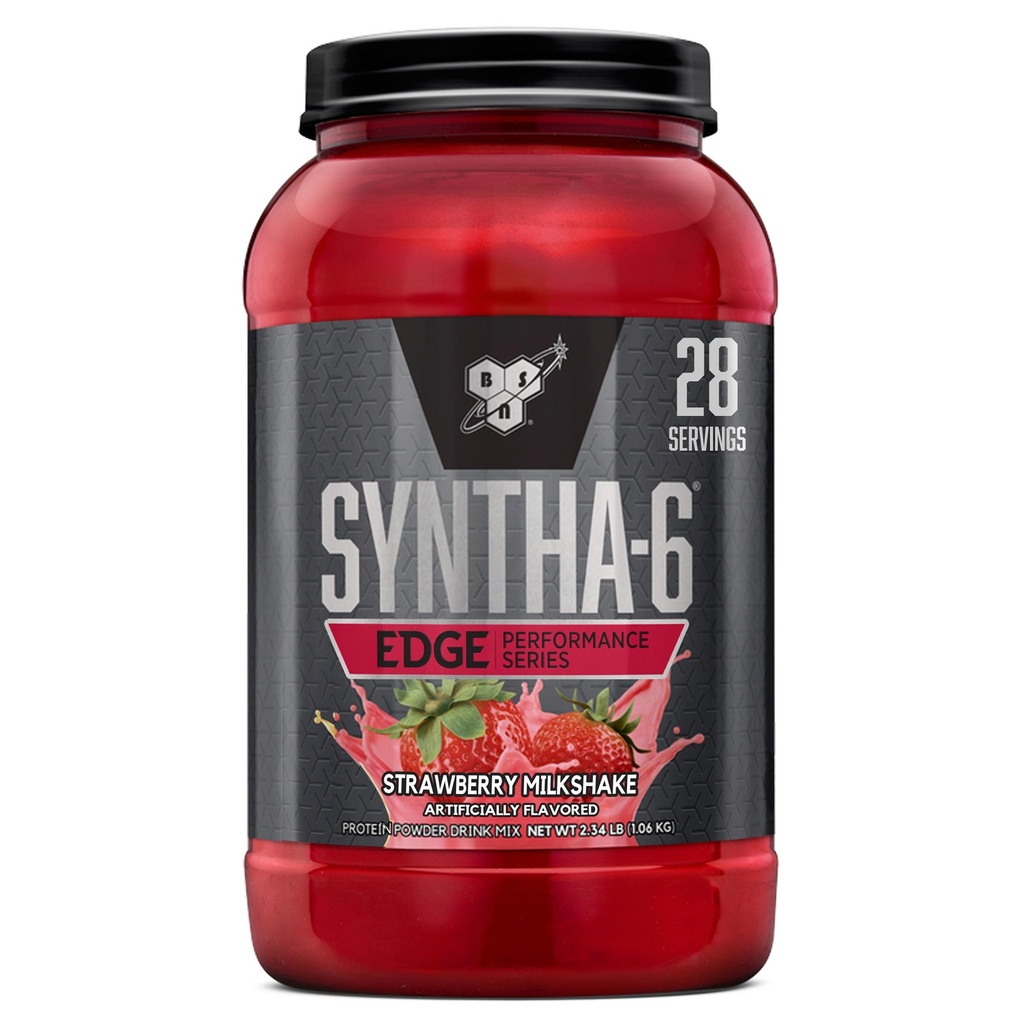 BSN SYNTHA-6 Poudre de protéines de bord, poudre de protéines de fraise avec lactosérum hydrolysé, caséine micellaire, isolat de protéines de lait, faible teneur en sucre, 24g de protéines, shake de lait de fraise, 28 portions