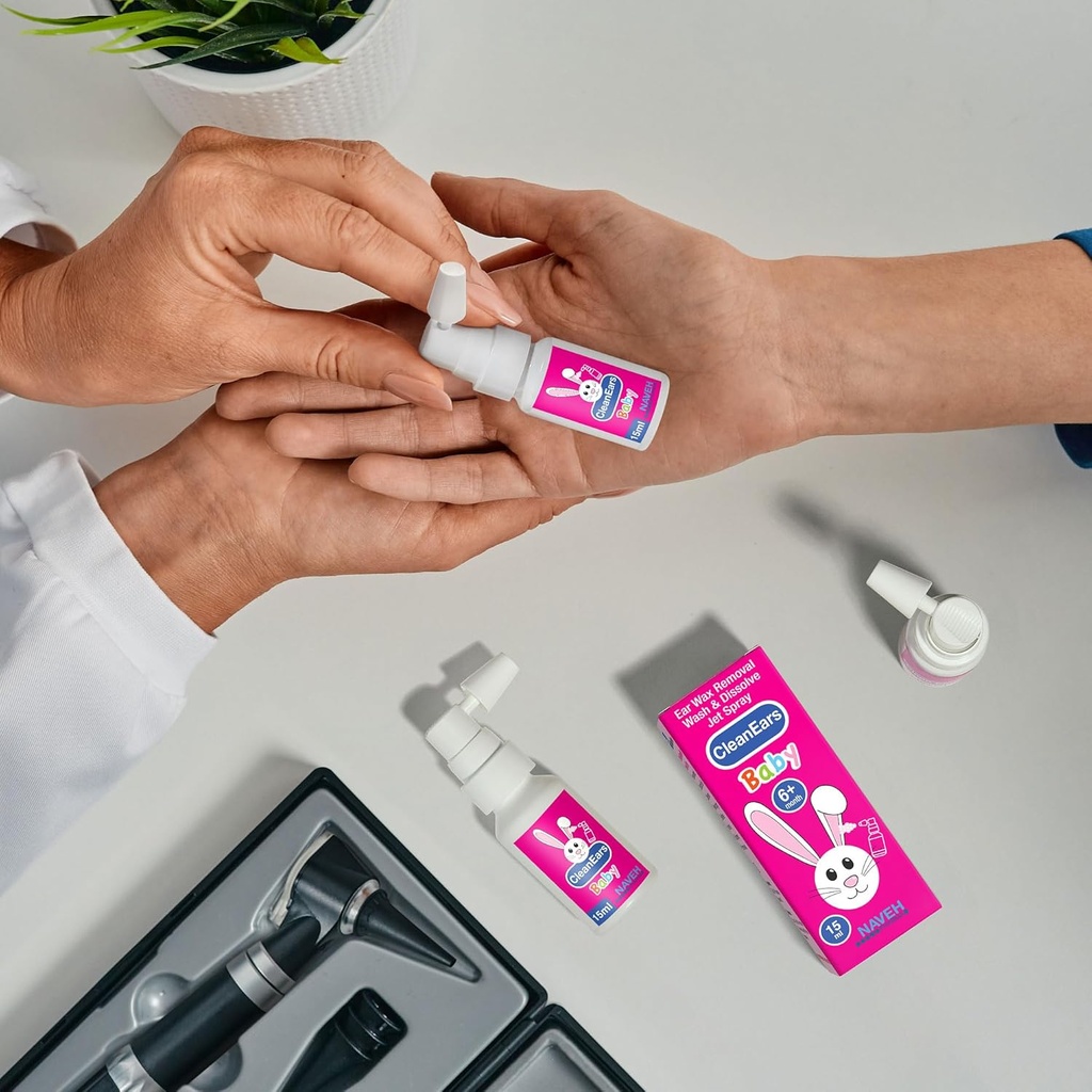 Vaporisateur d'enlèvement de la cire d'oreille pour bébés de NAVEH PHARMA 0.5 Fl Oz (1 unité) + Vaporisateur d'oreilles sèches de NAVEH PHARMA 1 Fl Oz (1 unité)